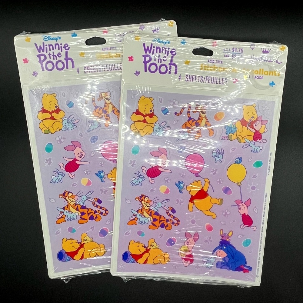 Vintage Easter Stickers Winnie the Pooh Piglet 8 Sheets/2 packs Hallmark Cards